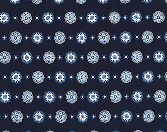 Beginnings Foulard Navy Cotton Quilting Fabric, by Michael Miller,  Floral Fabric