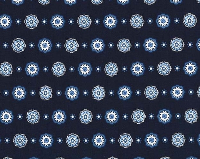 Beginnings Foulard Navy Cotton Quilting Fabric, by Michael Miller,  Floral Fabric