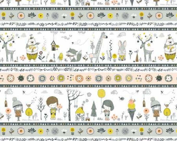 Whimsicals White Happy Haven Fabric Yardage, Michael Miller Whimsicals , MMF Collection, Cotton Quilting Fabric,