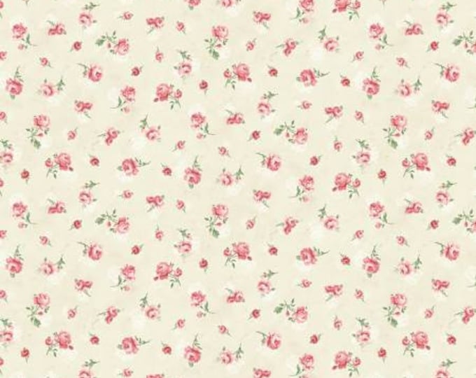 Jardin Cream Tossed Mini Roses Fabric Yardage, Timeless Treasures, Cotton Quilt Fabric, Floral Fabric