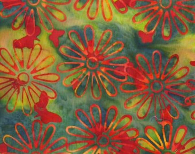 Firelight Shy Butterfly Batik Jacqueline de Jong Adventure Fabric Yardage, Anthrology Fabrics, Cotton Quilt Fabric, Batik Fabric