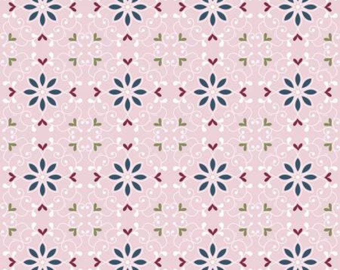 Whimsical Romance Scroll Pink Fabric Yardage, Keera Job, Riley Blake Designs, Cotton Quilt Fabric, Floral Fabric