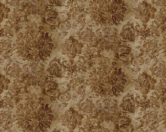 Modern Lace Cocoa Damask Fabric Yardage, Satin Moon Designs, Blank Quilting, Cotton Quilt Fabric, Floral Fabric
