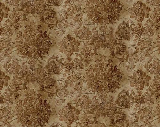 Modern Lace Cocoa Damask Fabric Yardage, Satin Moon Designs, Blank Quilting, Cotton Quilt Fabric, Floral Fabric