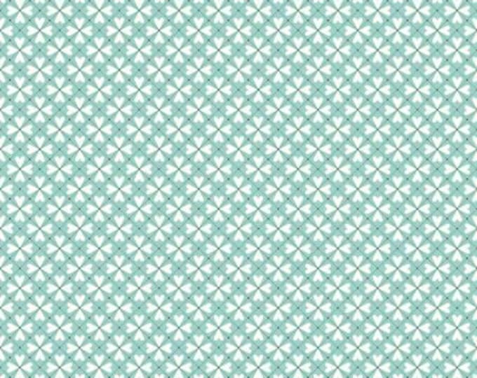You & Me Hearts Grid Aqua Fabric Yardage, Sandy Gervais, Riley Blake Designs, Cotton Quilt Fabric, Floral Fabric