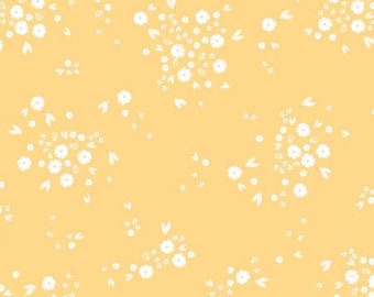 Ladybug Mania Light Gold Small Floral Fabric Yardage, Cotton Quilt Fabric, Meags & Me, Clothworks, Floral Fabric