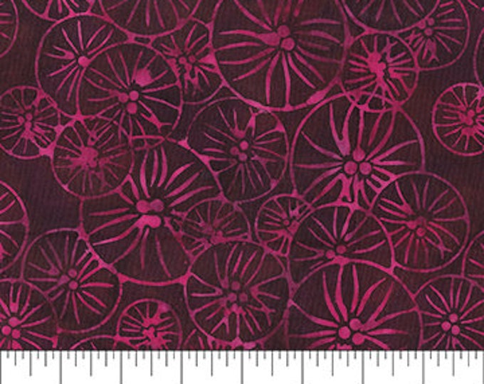 Cranberry Chutney Dish Flowers Crimson Cotton Quilting Fabric, Ken Ogg, Madison Cottage Design, Northcott Fabrics, Batik Fabric