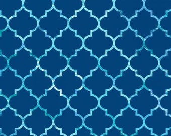 Coastal Living Dark Blue Ogee Fabric Yardage, PDR Collection, P & B Textiles , Cotton Quilt Fabric, Ocean Fabric