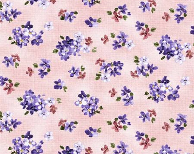 Fragrant Roses Pink Violet Sachet Fabric Yardage, Michael Miller, MMF Collection, Cotton Quilting Fabric, Floral Fabric