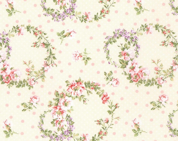 Budding Roses Cream Everything's Coming Up Roses Fabric Yardage, Mina Shin, Michael Miller, Cotton Quilt Fabric, Floral Fabric