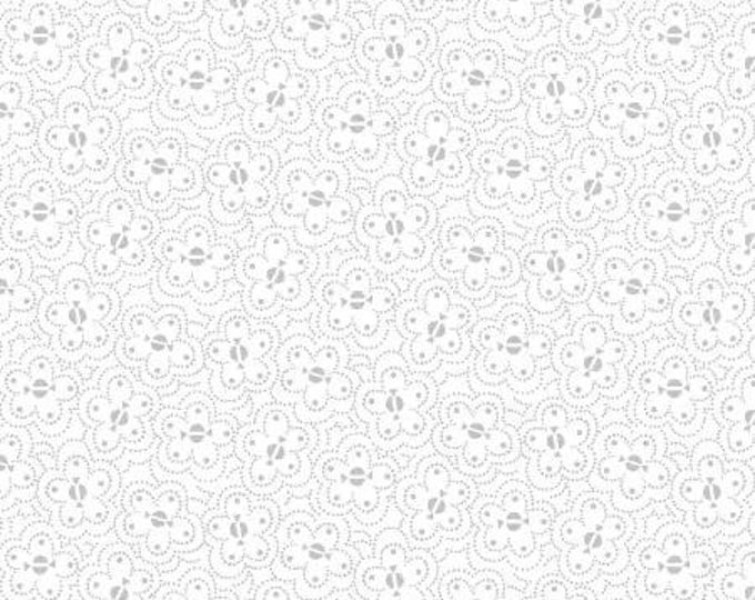 Quilters Flour 6 White on White Dotted Flowers Fabric Yardage, Henry Glass, Cotton Quilt Fabric, Floral Fabric