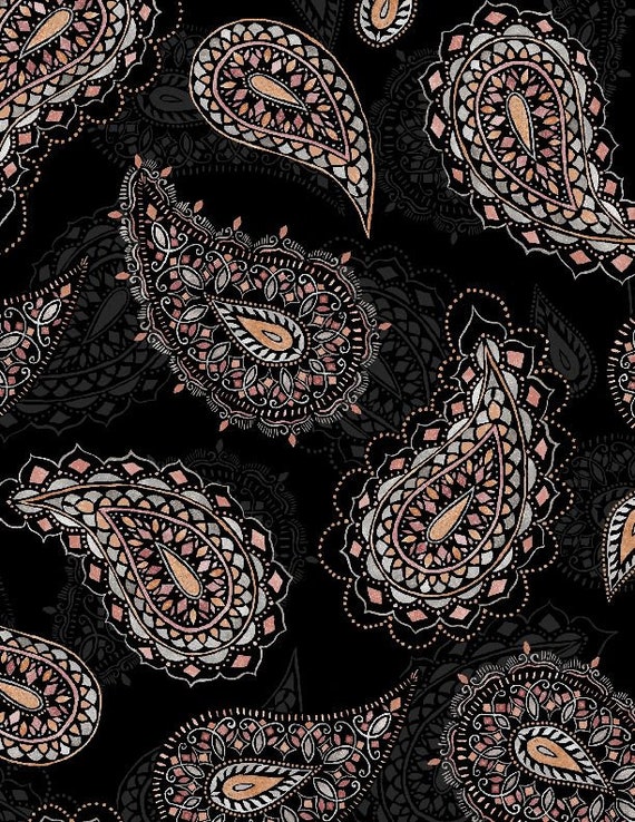 Remnant 3/4-yards Paisley Place Black Paisley Fabric Yardage - Etsy