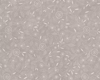 Patchwork Blue Tan Packed Floral Fabric Yardage, Maywood Studio, Cotton Quilt Fabric, Floral Fabric