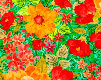 Ambiance Large Floral Green Fabric Yardage, Dan Morris, Quilting Treasures, Cotton Quilting Fabric, Floral Fabric