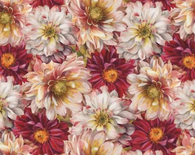 Rosewood Lane Multi Packed Flowers Fabric Yardage, Lisa Audit, Wilmington Prints, Cotton Quilt Fabric, Floral Fabric