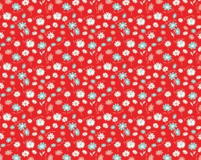 You & Me Loves Me Red Fabric Yardage, Sandy Gervais, Riley Blake Designs, Cotton Quilt Fabric, Floral Fabric