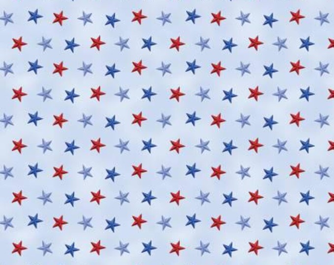 Faith, Family, Freedom Stars of Freedom Light Blue Fabric Yardage, Nicole DeCamp, Benartex, Cotton Quilt Fabric, Patriotic Fabric