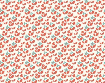 On the Bright Side Leaf Floral Cream Cotton Quilting Fabric, Floral Fabric, Sandy Gervais, Riley Blake Designs.