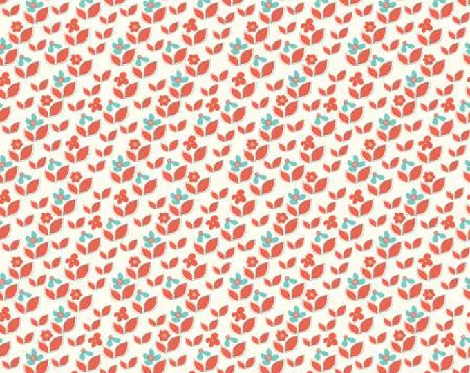 On the Bright Side Leaf Floral Cream Cotton Quilting Fabric, Floral Fabric, Sandy Gervais, Riley Blake Designs.