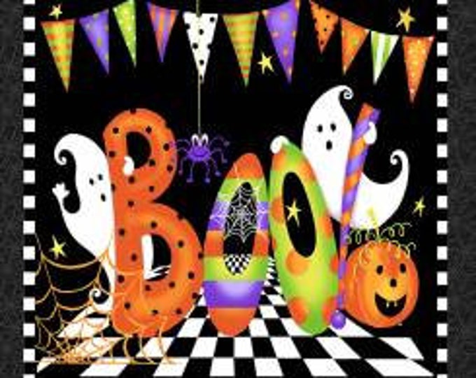 Boo! Multi Fabric Panel, 24 Inches x 44 Inches, Henry Glass, Cotton Quilt Fabric, Halloween Fabric