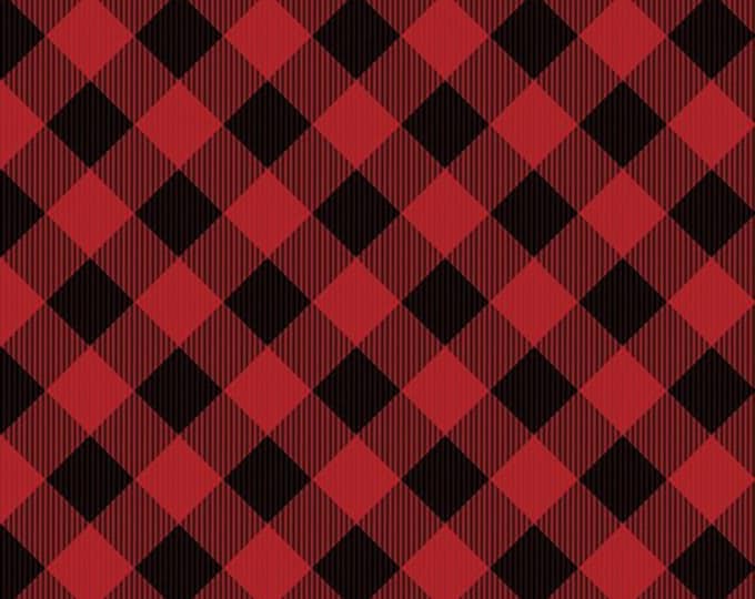 Remnant 1-1/3 Yards Gnomantics Buffalo Red Plaid Fabric Yardage, Jennifer Pugh, Wilmington Prints, Cotton Quilt Fabric