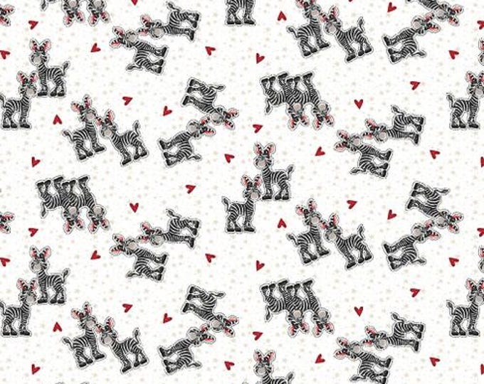 Two by Two White Zebras Fabric Yardage, Leeanne Anderson & Kaytlyn Kuebler, Henry Glass, Cotton Quilt Fabric