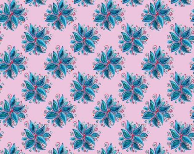 Fantasy Garden Pink Flora Fabric Yardage, Anna Nyman, Contempo Studio, Cotton Quilt Fabric, Floral Fabric