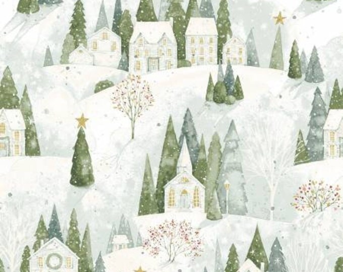 Magical Winterland Home Sweet Home Snow Fabric Yardage, Lisa Audit, Riley Blake Designs, Cotton Quilt Fabric, Winter Fabric