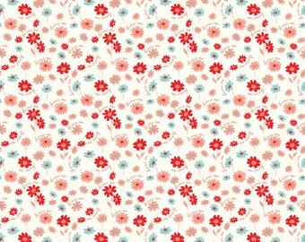 You & Me Loves Me Cream Fabric Yardage, Sandy Gervais, Riley Blake Designs, Cotton Quilt Fabric, Floral Fabric