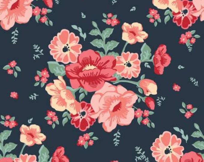 Ciao Bella Main Midnight Fabric Yardage, Carina Gardner, Riley Blake Fabric,  Cotton Quilt Fabric, Floral Fabric