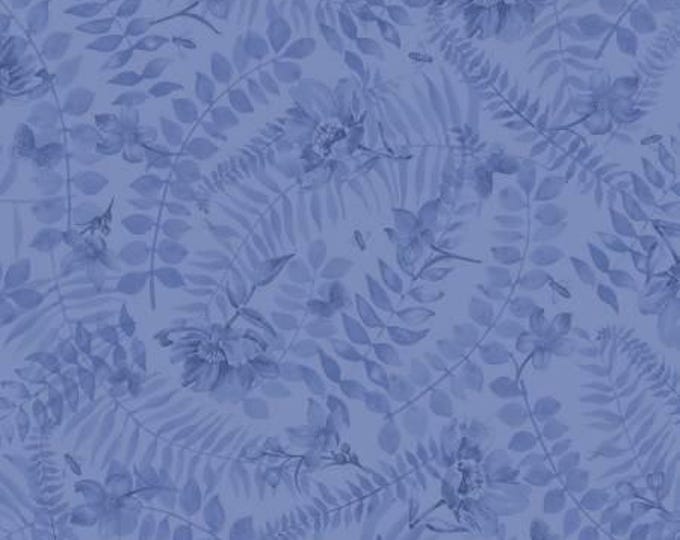 Indigo Song Tonal Floral Blue Fabric Yardage, Sandy Clough, P B Textiles, Cotton Quilt Fabric, Floral Fabric