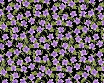 In Bloom Small Purple Floral Fabric Yardage, Nancy Mink, Wilmington Prints,  Cotton Quilt Fabric, Floral Fabric