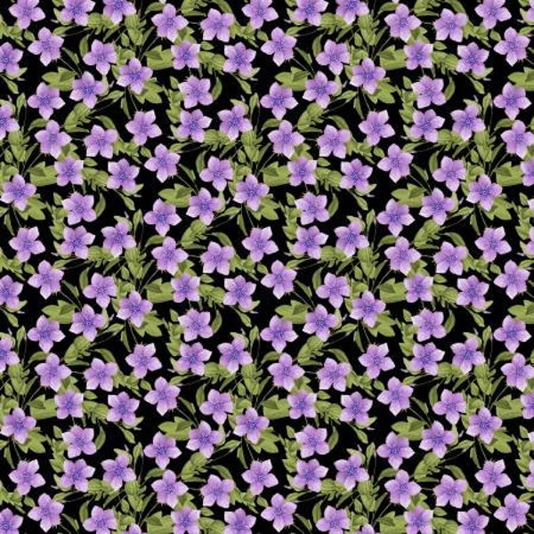 In Bloom Small Purple Floral Fabric Yardage, Nancy Mink, Wilmington Prints,  Cotton Quilt Fabric, Floral Fabric