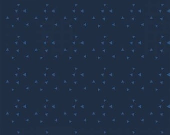 Remnant 1-Yard Essentials Basics Navy on Navy Tossed Triangles Fabric Yardage, Essentials Basics, Wilmington Prints, Cotton Quilt Fabric