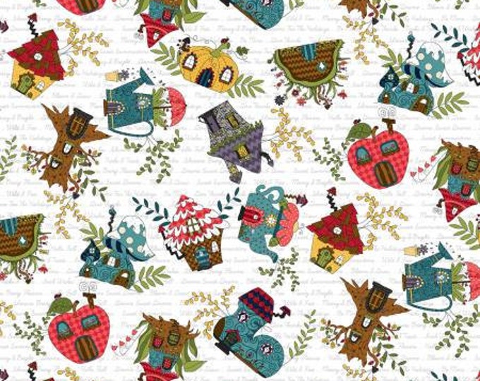 Remnant 1-1/2 Yards Gnome for the Holidays White House Tossed Allover Fabric Yardage, Leanne Anderson, Henry Glass, Cotton Quilt Fabric