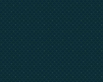 Willow Hollow Dark Blue Clam Shell Fabric Yardage, Kim Diehl, Henry Glass, Cotton Quilt Fabric, Floral Fabric