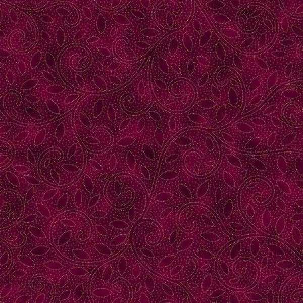 Fall for Autumn Mulberry with Gold Metallic Fabric Yardage, Hoffman Fabrics, Cotton Quilt Fabric