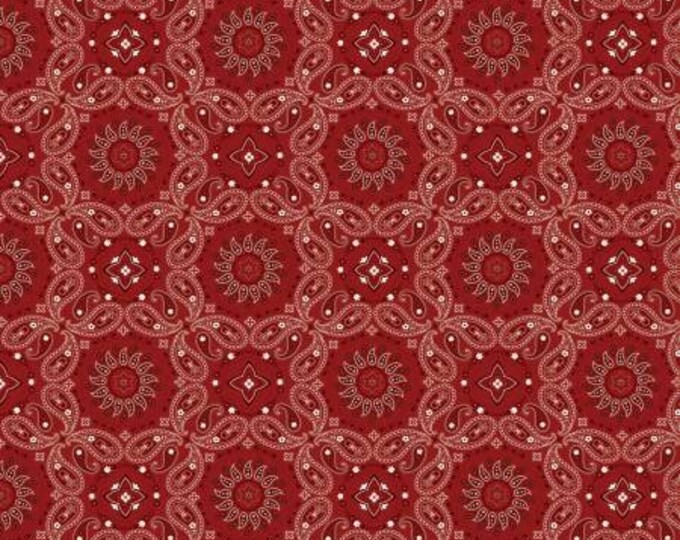 American Legacy Bandana Red Fabric Yardage, Dani Mogstad, Riley Blake Designs, Cotton Quilting Fabric, Floral Fabric