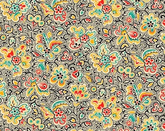 Margot Packed Retro Floral Fabric Yardage, Quilting Treasures, Cotton Quilt Fabric, Floral Fabric