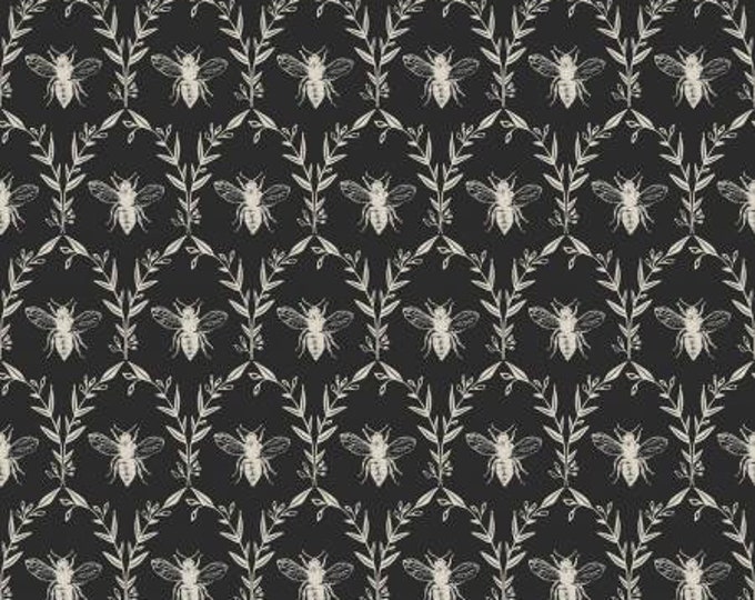 Honey Bee Damask Black Fabric Yardage, My Mind's Eye Collection, Riley Blake Designs, Cotton Quilt Fabric