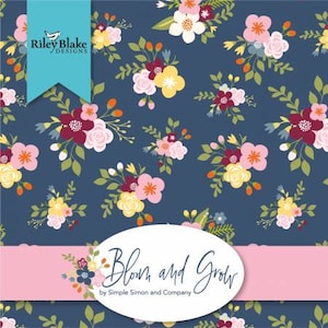 Bloom and Grow 10-Inch Squares Layer Cake , 42 Pieces, Cotton Quilt Fabric, Simple Simon and Co., Riley Blake Designs, Floral Fabric