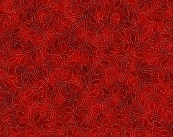 Fall for Autumn Cherry with Gold Metallic Fabric Yardage, Hoffman Fabrics, Cotton Quilt Fabric