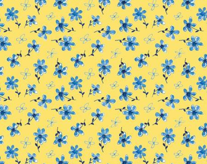 Sunshine and Dewdrops Toss Yellow Quilt Fabric Yardage, Riley Blake Designs, Sandy Gervais, Cotton Quilt Fabric