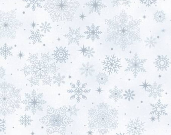 Bentley's Sky Big Snowflakes Fabric Yardage, Marcus Fabrics, Smithsonian Institute Collection, Cotton Quilt Fabric, Snowflake Fabric