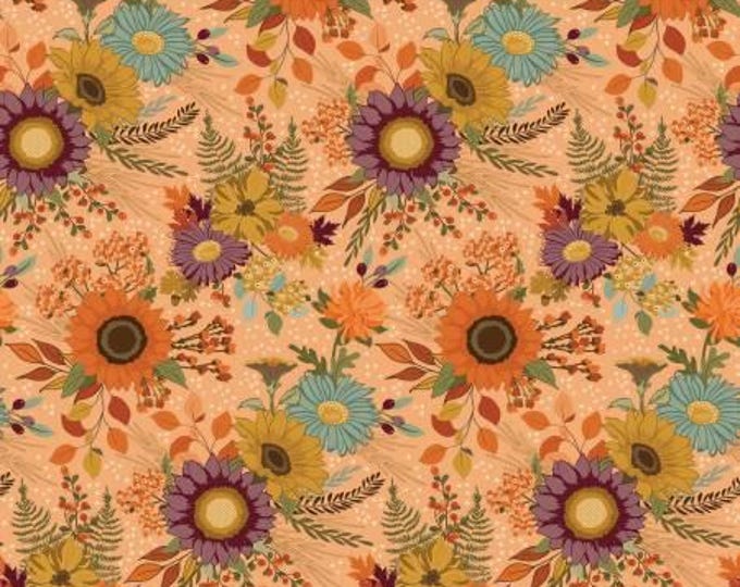 The Awe of Autumn Main Orange Fabric Yardage, Sandy Gervais, Riley Blake Designs, Cotton Quilt Fabric, Autumn Fabric