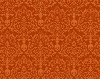Spooky Night Orange Spooky Small Damask, Fabric Yardage, Grace Popp, Studio E, Cotton Quilt Fabric, Halloween Fabric