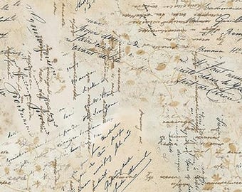 Modern Lace Ivory Script Fabric Yardage, Satin Moon Designs, Blank Quilting, Cotton Quilt Fabric, Floral Fabric