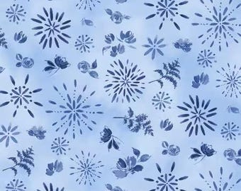 Dreaming in Blue Light Blue Large Allover Fabric Yardage, Deane Beesley, Wilmington Prints, Cotton Quilt Fabric, Floral Fabric