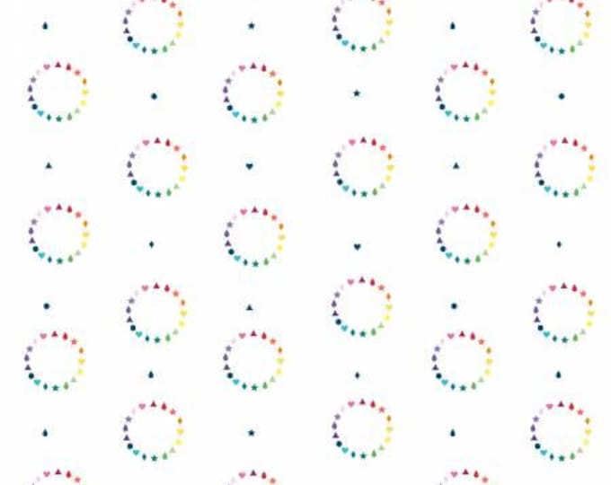 Imagine Color Wheel White Fabric Yardage, Kristy Lea, Riley Blake Designs, Cotton Quilting Fabric, Floral Fabrics