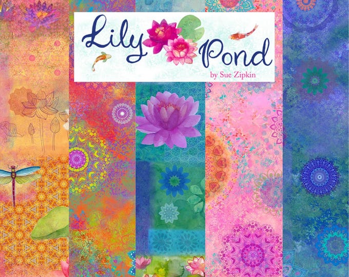 Lily Pond Fabric Yardage, Sue Limpkin, Clothworks, Cotton Quilt Fabric